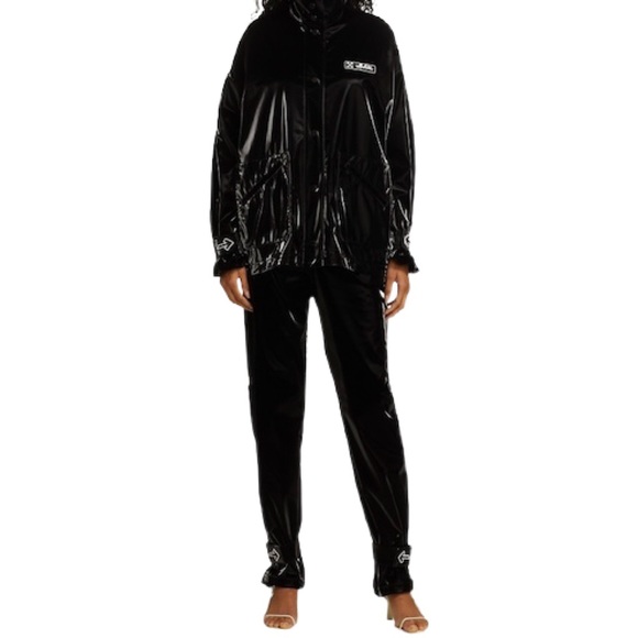 Off-White Glossy Velvet-Trimmed Track Jacket - Picture 3 of 14